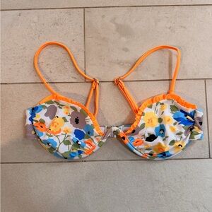 NWOT Princess Polly Floral Bikini Top with Orange Straps